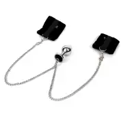 Наручники с металлической анальной пробкой Art of Sex Handcuffs with Metal Anal Plug  size M Black photo 1