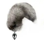 Металлическая анальная пробка с хвостом из натурального меха Art of Sex size M Artctic fox photo 1