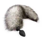 Силиконовая анальная пробка с хвостом из натурального меха Art of Sex size M Artctic fox photo 1