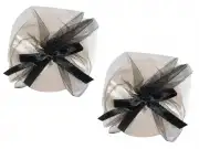 SATIN NIPPLE COVER WITH TULLE FAN DETAIL AND BOW ACCENT O/S IVORY/BLACK