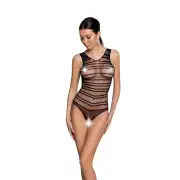 Бодистокинг с доступом Passion BS086 black, вертикальная сетка, вырез на спинке photo 1