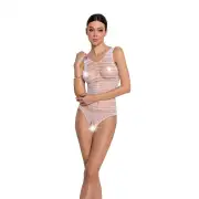 Бодистокинг с доступом Passion BS086 white, вертикальная сетка, вырез на спинке photo 1