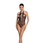 Бодистокинг с декольте Passion BS088 black, имитация корсетной шнуровки photo 1