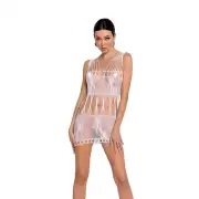 Бодистокинг — мини-платье с бабочками Passion BS090 white photo 1