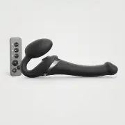 Безремневой вибрострапон с вакуумной стимуляцией Strap-On-Me MULTI ORGASM Black S, регулируемый photo 1