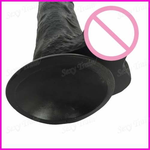 Фаллоимитатор. Реалистичный. Силикон. На присоске. Черный. photo 1