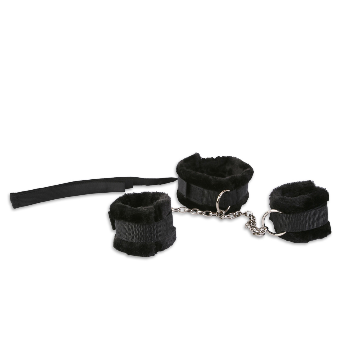 Комплект для бондажа: ошейник и наручники, черные 