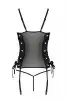 Сітчастий корсет з екошкіри Passion Malwia Corset 6XL/7XL black, з люверсами та знімними пажами photo 4