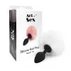 Силіконова анальна пробка М Art of Sex - Silicone Bunny Tails Butt plug, колір Білий, діаметр 3,5 см photo 3