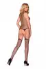 Сетчатый черный бодистокинг имитирующий боди с чулками на подвязках Casmir CA003 photo 2
