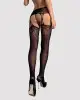Панчохи-стокінги з рослинним малюнком Obsessive Garter stockings S206 black S/M/L чорні photo 2