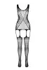 Бодистокинг Passion ECO BS007 white, с доступом, силуэтный рисунок, имитация подвязок photo 5