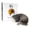 Металева анальна пробка з хвостом із натурального хутра Art of Sex size M Artctic fox photo 4