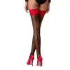 Чулки Passion ST120 5 черно-красные, на ажурной силиконовой резинке, с изысканным декором и люрексов photo 2