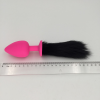 Силиконовая розовая анальная пробка Zcz WQ1268-3 с коротким черным хвостом, 41 х 92 мм  photo 3