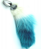 Анальная пробка с синим лисьим хвостом photo 2