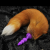 Фиолетовая силиконовая анальная пробка Butt Plug с хвостом photo 4