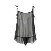 Сорочка прозрачная беби долл MELANIA CHEMISE black L/XL - Passion, трусики, на тонких бретелях photo 4