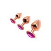 Металева анальна пробка Wooomy Tralalo Rose Gold Metal Plug Magenta L, діаметр 4 см, довжина 9 см photo 4