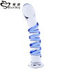 Скляний фалоімітатор, колір синій photo 2
