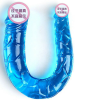 Двойной реалистичный фаллоимитатор U-образной формы "Дракон", цвет синий photo 2