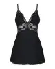 Сатиновий пеньюар із мереживом Obsessive 810-BAB-1 babydoll & thong S/M, чорний, пеньюар, танга photo 2