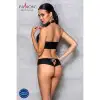 Комплект з еко-шкіри Nancy Bikini black L/XL - Passion, бра та трусики з імітацією шнурівки photo 4