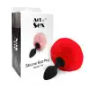 Силіконова анальна пробка М Art of Sex - Silicone Butt plug Rabbit Tail, Червоний photo 3