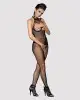 Бодистокинг из мелкой сетки с открытой грудью и доступом Obsessive Bodystocking N101 S/M/L, черный photo 2