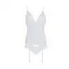 Корсет із пажами, трусики з ажурним декором та відкритим кроком Ursula Corset white XXL/XXXL — Passi photo 3
