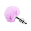 Металева анальна пробка Кролячий хвостик Alive Fluffy Twist Plug L Purple, діаметр 3,8 см photo 2