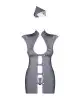 Эротический костюм стюардессы Obsessive Stewardess 3 pcs costume grey S/M, серый, платье, стринги photo 3