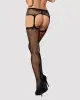 Сітчасті панчохи-стокінги з візерунком на сідницях Obsessive Garter stockings S232 S/M/L, чорні photo 2