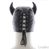 Маска черная кожаная с рожками photo 4