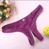Кружевные фиолетовые трусики с бусинками в области промежности photo 2