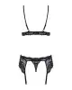 Мереживний комплект білизни Obsessive 810-SEG-1 L/XL Black, бюстгальтер, стрінги, пояс для панчіх photo 4