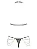 Комплект із ланцюжками Obsessive Pantheria 2-pcs set black S/M, бюстгальтер, трусики photo 4
