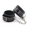 Черные наручники на лодыжки Smspade из натуральной кожи с металлической цепью photo 4