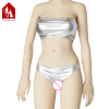 Топ и трусы серебристые латексные photo 2