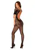 Сітчастий бодістокінг з квітковим малюнком Obsessive Bodystocking F238 S/M/L, black, з доступом photo 2