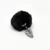 Металева анальна пробка Кролячий хвостик Alive Fluffy Twist Plug S Black, діаметр 2,9 см photo 2