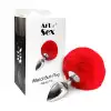 Металевий анальний затор М Art of Sex - Metal Butt plug Rabbit Tail, Червоний photo 3
