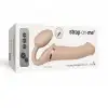 Безремінний страпон з вібрацією Strap-On-Me Vibrating Flesh L, діаметр 3,7 см, пульт ДК, регульовани photo 5