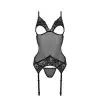 Корсет із підв’язками та ажурним ліфом Christa Corset black L/XL — Passion, стрінги в комплекті photo 5