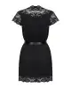 Сатиновий відкритий пеньюар на поясі Obsessive 810-PEI–1 peignoir black 2XL/3XL, чорний photo 4