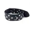 Нашийник з натуральної шкіри із заклепками та стразами Art of Sex - Jenna Collar, Чорний photo 2