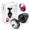 Анальная пробка со сменными стразами Diogol Anni Magnet Black Кристалл/Рубин 25мм photo 2