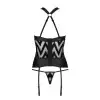 Сітчастий комплект із візерунком Hima Corset black L/XL - Passion, корсет з халтером, підв'язки photo 6