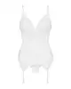 Сатиновий мереживний корсет Obsessive 810-COR-2 babydoll & thong L/XL, білий, корсет, танга photo 3