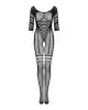 Сітчастий бодістокінг з імітацією підв’язок Obsessive Bodystocking G329 S/M/L, black, з доступом photo 3